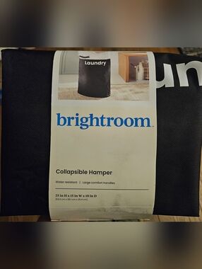 Brightroom Collapsible Hamper Scripted Laundry Black White College